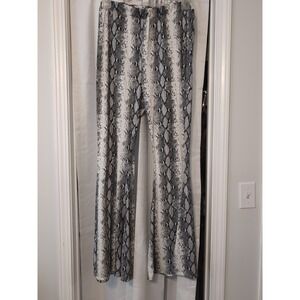 P. Cill  Womens Pants Flare Bell Bottom Snake Print Pull On Pants M Funky Rocker